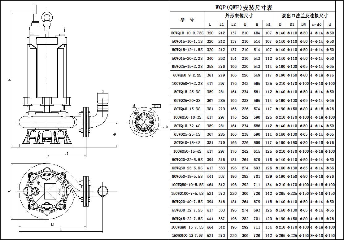 80QWP40-15-4安裝尺寸圖